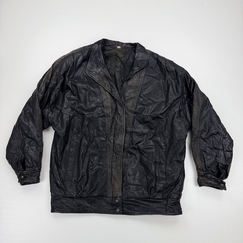 Vintage black leather jacket - black,