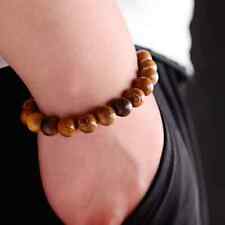 Men's Bracelet 8mm Wooden With Natural Lava Stone Beaded bracelet Stretchy UK