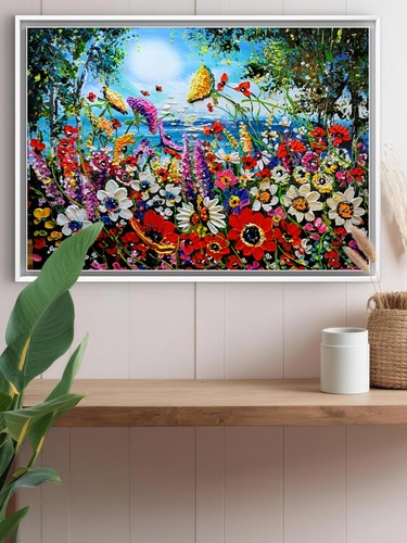 Original flower acrylic oil - acrylic,