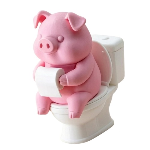 Funny pig toilet ornament - pig,