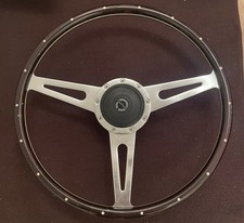 Classic Car 17" Dished 9 hole Vintage Style Riveted Dark Wood Rim Steering Wheel