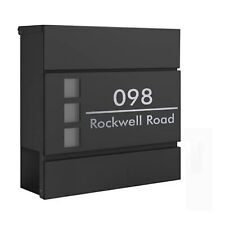 Personalised Black Wall-Mounted Letter Box Large Lockable Post Box Custom Box