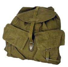 Cold War Military Army Rucksack Khaki Backpack Linen Canvas Bag Vintage Straps