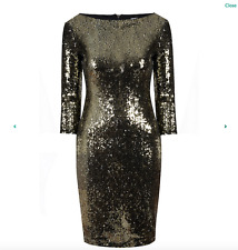 £60.00 ALICE&YOU SEQUINNED BODYCON GOLDEN DRESS SIZE 10 PARTY NEW WITH TAGS
