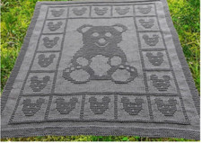Knitting Pattern copy delightful shadow knitting teddy bear  baby blanket #103