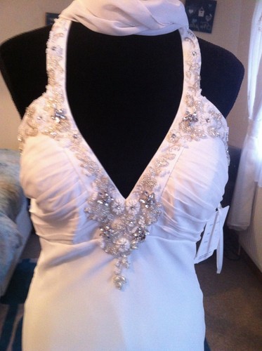 Goya cream beaded halter neck - beaded,