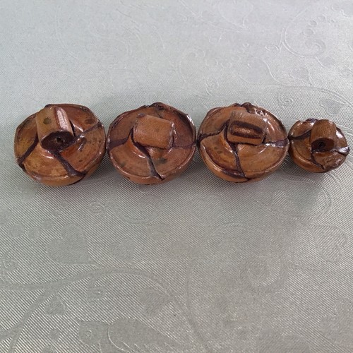 Leather football buttons tan - football,
