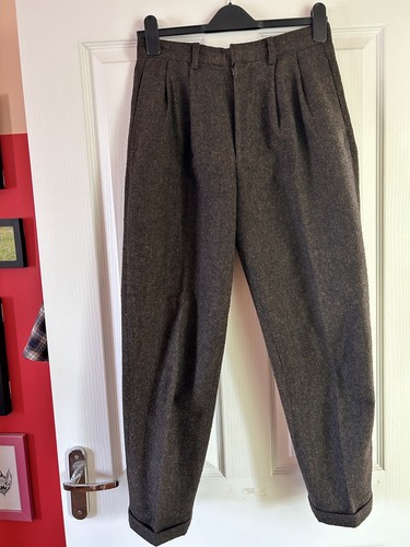 Olive wool tweed trousers - olive, 50%