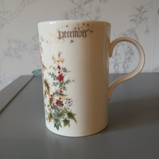 Past Times Flowers of the Month Mug December Holly & Ivy Fine Bone China