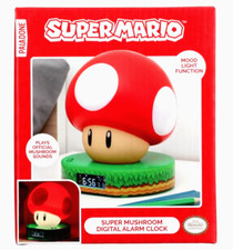 Super Mario Bros OFFICIAL Mushroom Alarm Clock Toad Night Light Mood Snooze Gift
