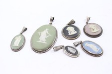 Wedgwood Sterling Silver Pendants Jasperware Neoclassical Sage Pink Black x 6