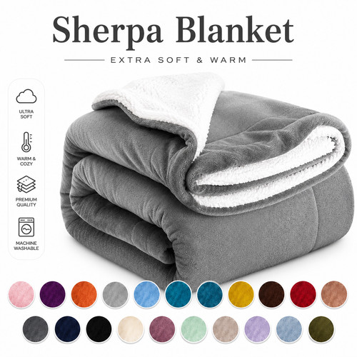 480 gsm sherpa fleece blanket - gsm,