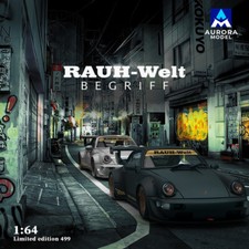 Aurora 1:64 Model Car Porsche RWB964 Alloy Diecast Simulation Vehicle Matt Black