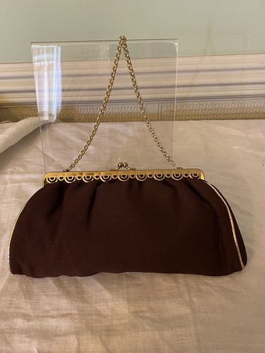 Vintage brown crepe - brown, evening