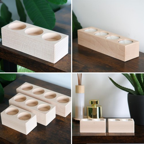 Wooden tea light candle holder - light,