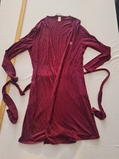 Ladies Open Front Robe Victoria Secret Size S Long Sleeve Belt Red 30205