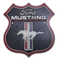 Ford Mustang Black Cast Iron Wall Sign American Automobile Classic Garage Gift