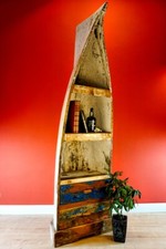 Vintage Teak Wood Solid Wood Boat Shelf Bookcase Corner Cabinet Maritime