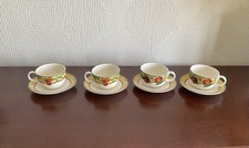 4 cups & saucers vintage Royal Doulton Everyday Augustine autumnal fruit pattern