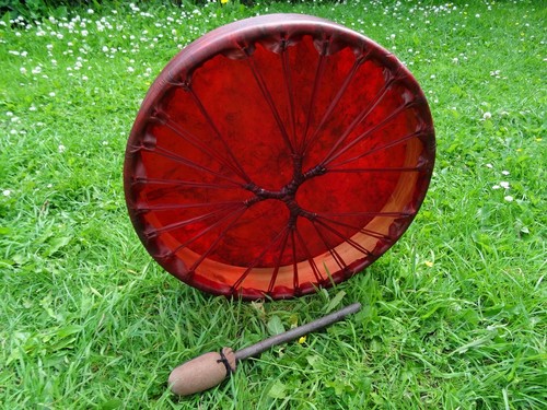Red buffalo hide round - buffalo,