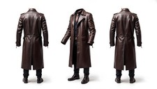 Genuine Black Leather Long