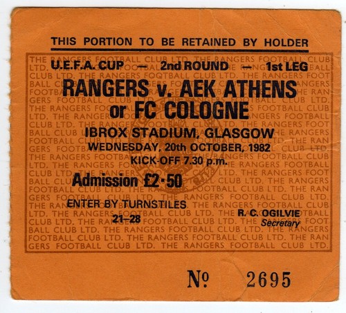 Ticket glasgow rangers 1 - ec,