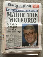 Daily Mail Newspaper November 28th 1990 John Major new Prime Minister
