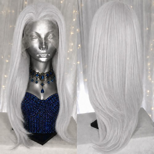 Silver frontal lace - silver, long