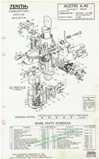 AUSTIN A40 SOMERSET 1952-54 ZENITH 30VIG-8 CARBURETTER SERVICE GUIDE/PARTS LIST