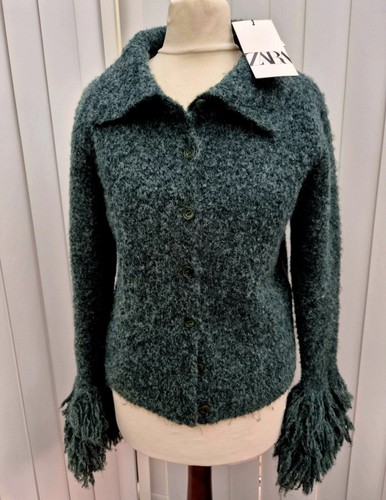 Zara dark green textured knit - green,