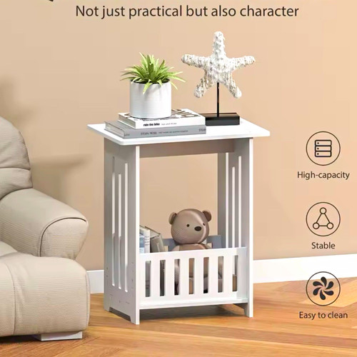 White bedside table - table, with