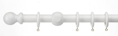 Wood curtain pole 28mm white - wood,