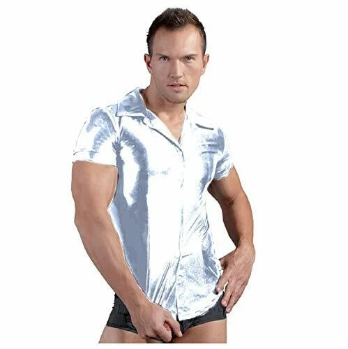 New men silver leather look - men's,