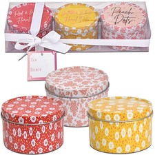 Set Of 3 Scented Candles In Tins Quality Aromatic Fragrances Christmas Gift Set