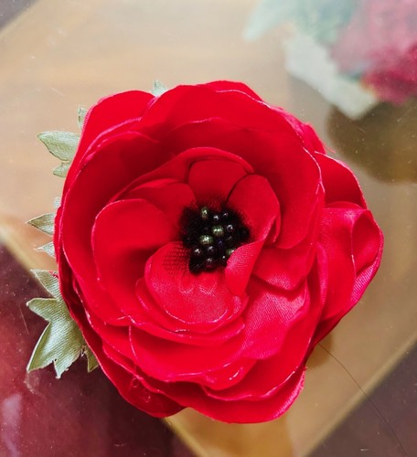 Red poppy silk flower - silk,