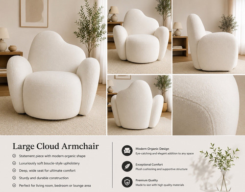 Large cloud armchair white - large,