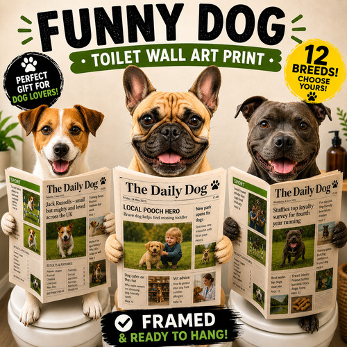 Funny dog toilet wall art - funny,