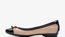 Clarks Womens Candra Glow Praline Leather Ballet Pumps,Slip Ons Leather Smart