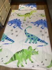 Next DINOSAURS Polycotton blue/Green/white Single Duvet & pillowcase  Set  Ex Co