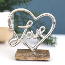 13.5cm Silver Heart with Love
