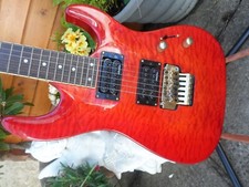 VINTAGE METAL AXE V8BRQ  AAA QUILTED CHERRY BURST TOP SUPERSTRAT FULLY SET UP !
