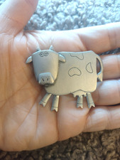 JJ Brooch Cow With Articulated Legs Pewter Tone