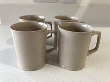 Vintage Set of 4 Melaware Beige Picnic or Outdoor Plastic Mugs