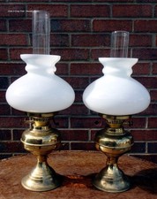 Pair vintage brass table lamps