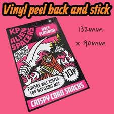 KP Alien Spacers Crisps 1970 Crisp Bag Classic Vintage Vinyl Sticker Snacks 10p 