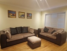 3 Seater Sofa and 2 Seater Sofa Bed with  Pouffe Brand DFS - Colour Brown/Mocha