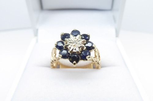 9ct gold cluster - gold, ring