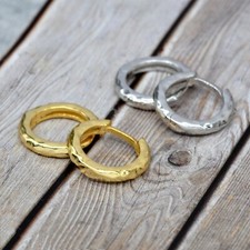 Hammered Huggie Hoop Earrings