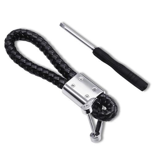 Braided leather keyring for - leather,