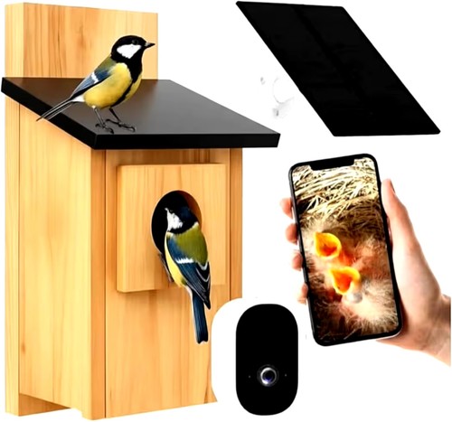Solar bird box with camera - solar,
